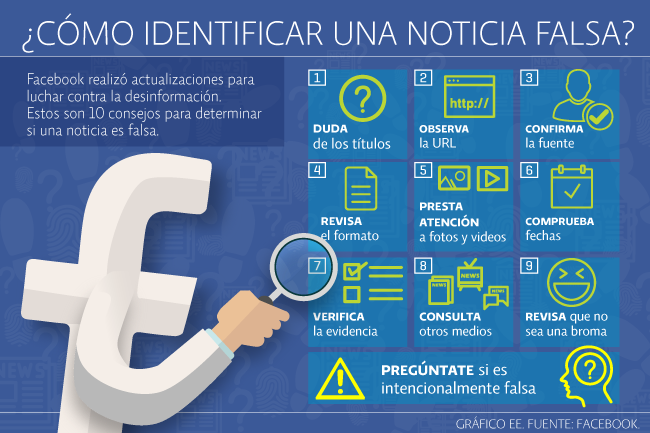 9 tips de Facebook para identificar noticias falsas