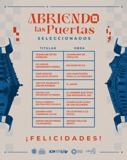 Informa Municipio los artistas seleccionados de la convocatoria “Abriendo Las Puertas”